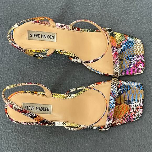Steve Madden Gracey Rainbow Snake Open Toe Ankle Strappy 3"mHeels Women 10M - Picture 8 of 12